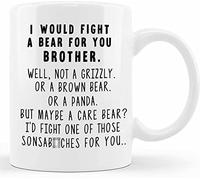 Kaenue I Would Bear for You Brother Ceramic Coffee Mug 11oz, Novelty Tea Cup, Christmas Birthday Graduation Gift for Brother from Sister Mom Dad Friend