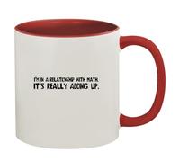 Kaenue I'm in A Relationship with Math It's Really Adding Up 11oz Red Interior and Handle Ceramic Coffee Mug, Math Pun Quote Handled Mug