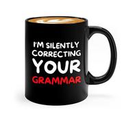 Kaenue I'm Silently Correcting Your Grammar English Teacher Ceramic Coffee Mug Black 11oz, Commas Save Jokes Novelty Tea Cup, School Linguistic Writing Gift