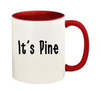 Kaenue It's Pine 11oz Red Colored Handle and Inside Ceramic Coffee Mug, Pun Novelty Handled Mug