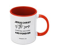 Kaenue Jesus Christ is The Same Yesterday and Today and Forever Inspirational Ceramic Coffee Mug Red 11oz, Novelty Tea Cup, Office Home Valentine's Day Gift
