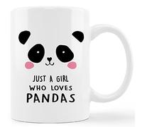 Kaenue Just A Girl Who Loves Pandas Panda Face 11oz Ceramic Coffee Mug, Panda Animal Lover Funny Quote Handled Mug