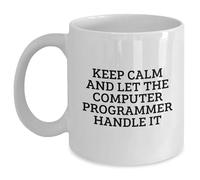 Kaenue Keep Calm and Let the Computer Programmer Handle It Funny Computer Programmer Gifts for Him Her Christmas Unique White Coffee Mug 11oz Ceramic Dishwasher Microwave Safe