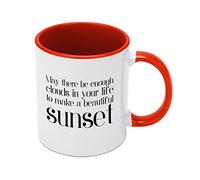 Kaenue May There Be Enough Clouds in Your Life to Make A Beautiful Sunset Inspirational Ceramic Coffee Mug Red 11oz, Novelty Tea Cup, Office Home Valentine's Day Gift