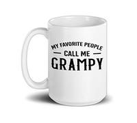 Kaenue Mens My Favorite People Call Me Grampy Mug 11Oz, Double Sided Print, Funny Father's Day Quote, Grandfather Themed Ceramic Tea Cup