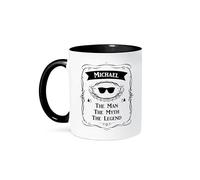 Kaenue Michael The Man The Myth The Legend Personalized Ceramic Mug 11Oz Black/White, Double Sided Print, Custom Name Cup, Microwave Safe, Mug with Handle