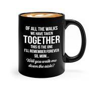 Kaenue Mom of The Bride Proposal Ceramic Coffee Mug Black 11oz, Remember Forever Novelty Tea Cup, Wedding Gift for Mom of Bride Groom Tribe Walk Me Down The Aisle