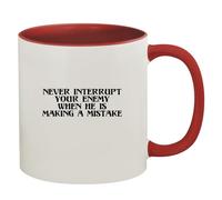 Kaenue Never Interrupt Your Enemy When He is Making A Mistake 11Oz Ceramic Coffee Mug, Red Colored Inside & Handle, Double Sided Print, Inspirational Quote Novelty Cup