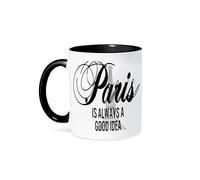 Kaenue Paris Eiffel Tower Two Tone Ceramic Coffee Mug 11oz Black Gray, Novelty Tea Cup with Handle, Microwave Safe Travel Home Decor Gift