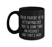 Kaenue Proud Parent of an Affenpinscher 11oz Black Ceramic Coffee Mug, Dog Breed Printed Handled Mug