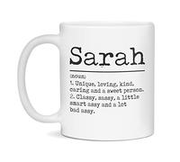 Kaenue Sarah Name Meaning Definition Funny Ceramic Coffee Mug White 11oz, Novelty Tea Cup, Custom Name Gag Gift