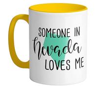 Kaenue Someone in Nevada Loves Me Yellow Coffee Mug 11oz, Double Sided Print, State Pride Novelty Cup