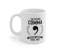 Kaenue The Oxford Comma Resolving Ambiguity Since 1905 Grammar Geek 11oz Ceramic Coffee Mug, English Major Academic Humor Quote Handled Mug