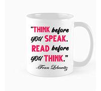 Kaenue Think Before You Speak Read Think Coffee Mug 11Oz, Double Sided Print, Wisdom Inspiring Quote, Office and Home Novelty Cup for Men Women