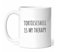 Kaenue Tortoiseshell is My Therapy Ceramic Coffee Mug 11oz, Double Sided Print, Tortie Cat Owner Humor Novelty Cup