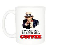 Kaenue Uncle Sam I Want You to Get My Coffee White Sarcastic Novelty Ceramic Coffee Mug 11oz, Novelty Tea Cup, Gag Gift for Work Employee Boss Coworker