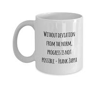 Kaenue Without Deviation from the norm, Progress is not Possible Frank Zappa Witty Ceramic Coffee Mug White 11oz, Quote Novelty Tea Cup, Music Fan Gift