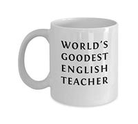 Kaenue World's Goodest English Teacher 11oz Ceramic Coffee Mug, Grammar Teacher Funny Quote Handled Mug