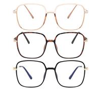 KAEOISFU 3 Pack Oversized Reading Glasses 1.5 Women, Large Square Blue Light Blocking Reader, Super Light Big Frame Eyeglasses