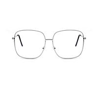 KAEOISFU Oversized Fashion Square Metal Reading Glasses Women Men, Large Blue Light Blocking Computer Readers, Anti Glare Extra Big Wide Frame Eyeglasses