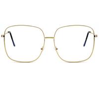 KAEOISFU Oversized Fashion Square Metal Reading Glasses Women Men, Large Blue Light Blocking Computer Readers, Anti Glare Extra Big Wide Frame Eyeglasses