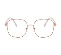 KAEOISFU Oversized Square Metal Reading Glasses Women, Stylish Large Anti Blue Light Computer Readers, Anti Glare Lady Reader
