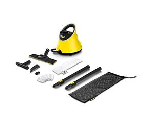 Kärcher SC 2 Deluxe EasyFix Steam Cleaner, Surface Capacity: Approx. 75 m², Tank: 1 Litre, Steam Pressure: Max. 3.2 Bar, Heating Time: 6.5 Minutes, Heating Power: 1,500 W, with EasyFix Floor Cleaning