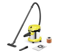 Kärcher WD 2 Plus Steel, Blowing function, Power: 1000 w, steel container: 15 L, suction hose: 1.8m, incl. cartridge filter, floor & crevice nozzle, steel.