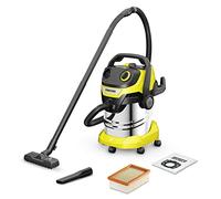Kärcher WD 5 S V-25/5/22 wet dry vacuum cleaner, flat filter, removable filter cassette, automatic filter cleaning, filter bags, 1100W, 25l stainless steel container, Black / Yellow, 2.2 m hose