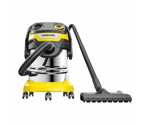 Kärcher WD 5 S V-25/5/22 wet dry vacuum cleaner, flat filter, removable filter cassette, automatic filter cleaning, filter bags, 1100W, 25l stainless steel container, Black / Yellow, 2.2 m hose