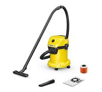Kärcher Wet and Dry Vacuum Cleaner WD 3, incl. Cartridge Filter, 1000w, Plastic Container: 17 L, Suction Hose: 2 m and Hose Storage, Blowing Function, Floor and Crevice Nozzle