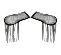 Kaerm 1 Pair Retro Vintage Epaulets Shoulder Patch Tassel Fringe Costume Accessory For Halloween Party Masquerade Black Silver One Size