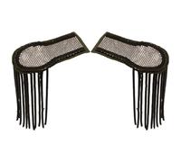 Kaerm 1 Pair Retro Vintage Epaulets Shoulder Patch Tassel Fringe Costume Accessory For Halloween Party Masquerade Black Bronze One Size