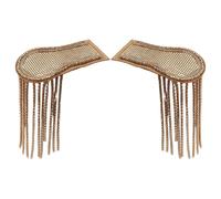 Kaerm 1 Pair Retro Vintage Epaulets Shoulder Patch Tassel Fringe Costume Accessory For Halloween Party Masquerade Black Gold One Size