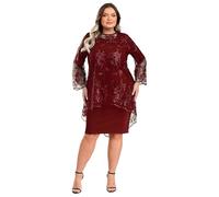 Kaerm 2 Pieces Women Tube Dress with Lace Cover Up Plus Size Mother of The Bride Dress for Wedding Party Burgundy 3XL