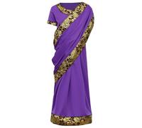 Kaerm Bollywood Princess Dress for Girls Kids Short Sleeve Embroidery India Traditional Sari Costume Purple 7-8 Years