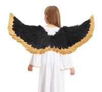 Kaerm Gothic Angel Wings With Silver Contrast Edging Elegant Black White Fairy Wings For Halloween Victorian-themed Ball Medium Size Black One Size