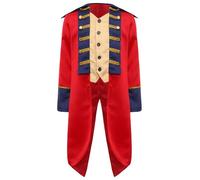 Kaerm Kids Colonial Tailcoat America Patriot General Captain Tuxedo Jacket Long Victorian Frock Coat Red 11-12 Years