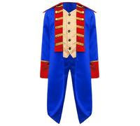 Kaerm Kids Colonial Tailcoat America Patriot General Captain Tuxedo Jacket Long Victorian Frock Coat Royal Blue 13-14 Years