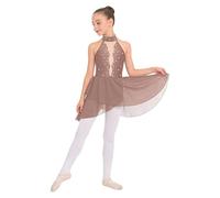 Kaerm Kids Girls Lyrical Modern Dance Dress Contemporary Latin Jazz Ballet Dance Performance Costume Dusty Pink 7-8 Years