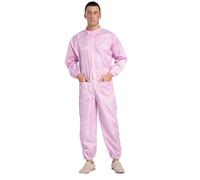 Kaerm Men's Adult Coveralls Anti-Static Dustproof Long Sleeve Full Body Overall Jumpsuit Workwear Pink L