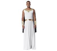 Kaerm Men's Ancient Greek God Costume Sleeveless Toga Robe with Chiffon Drape Halloween Outfits Black L