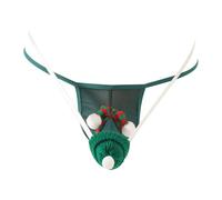Kaerm Mens Christmas Underwear Santa Claus Hats Xmas Low Rise Bulge Pouch Mini Thongs Underpants Type D Green One Size
