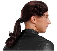 Kaerm Men's Colonial Judge Wig Traditional Barrister Long Curly Wigs Washington Halloween Costume Brown One Size