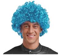Kaerm Men's Colorful Clown Wigs Frizzled Afro Hair Synthetic Wigs Kinky Curly Short Wigs Costume Sky Blue One Size