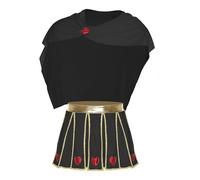 Kaerm Men's God of Love Costume Heart Pattern Metallic Waistband Pleated Skirt with Cape Outfits Black L