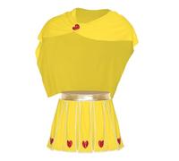 Kaerm Men's God of Love Costume Heart Pattern Metallic Waistband Pleated Skirt with Cape Outfits Yellow XL