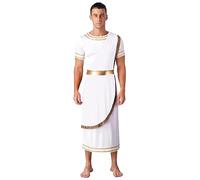 Kaerm Men's Greek Gods Cosplay Costume Robes Halloween Party Ancient Roman Senator Toga Tunic White XXL