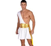 Kaerm Men's One-Shoulder Toga Costume Ancient Greek Role Play Fancy Dress Halloween Party Outfits White Type A L