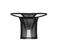 Kaerm Mens Sheer Mesh Fundoshi Underwear See Through Low Rise T-back Thongs Underpants Loincloth Black XXL